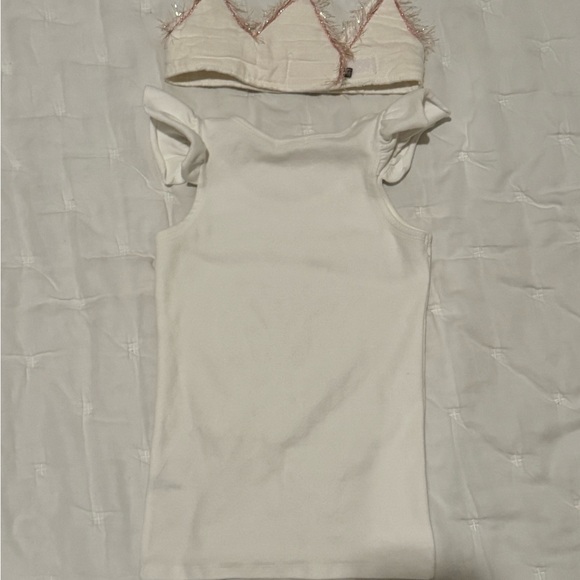 Adorable White Tank Top & Crown 4T Birthday with Pink Embroidery - Picture 3 of 3